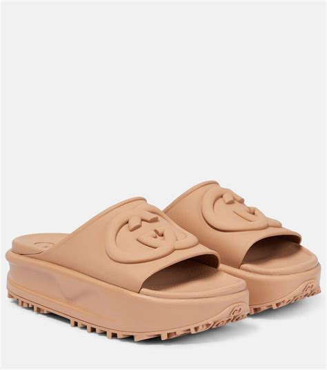 gucci tan platform slides|Gucci platform slides cheap.